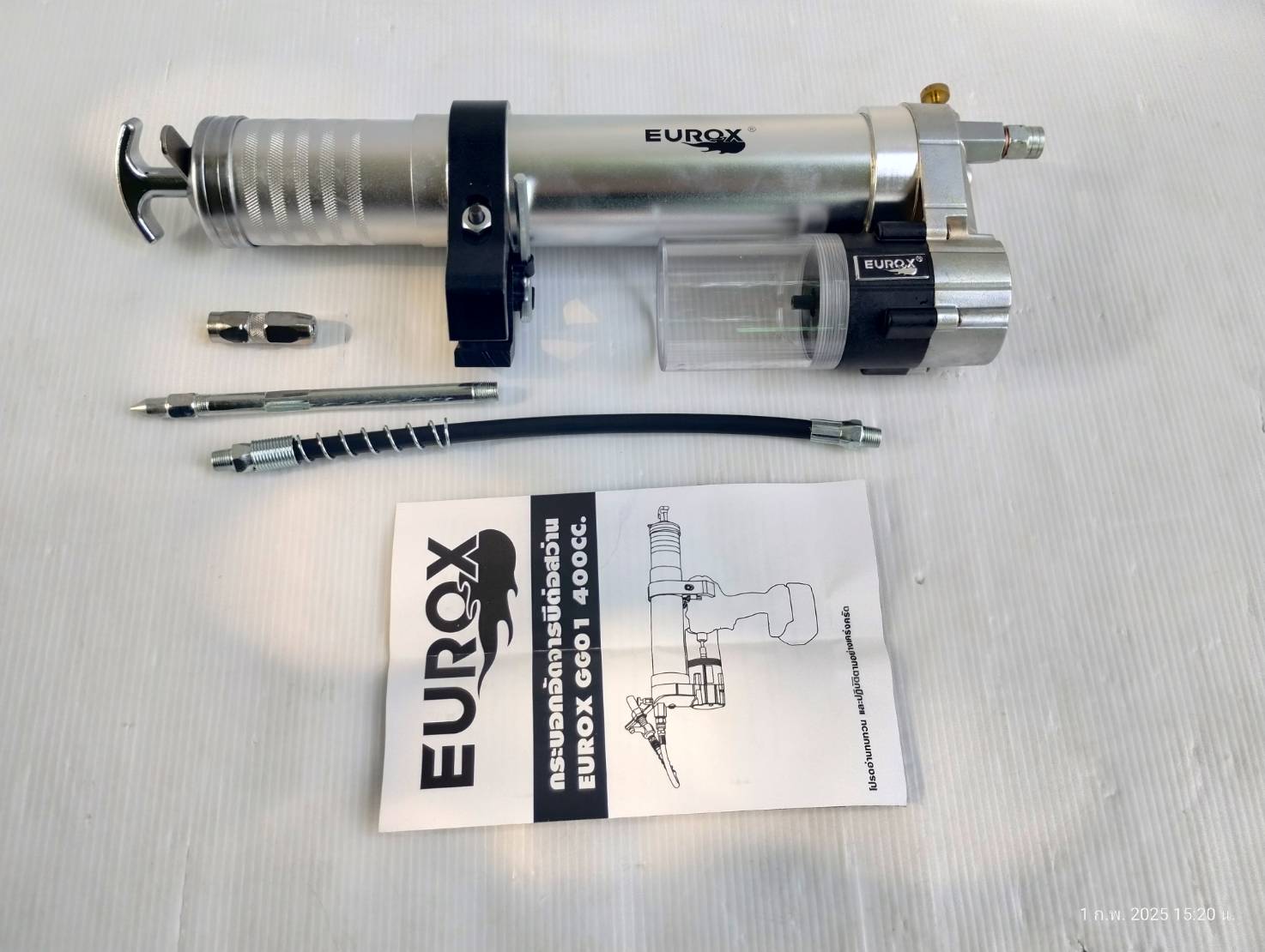 EUROX กระบอกอัดจารบี 18นิ้ว 400CC ต่อสว่าน GG01 (ไม่รวมสว่าน)