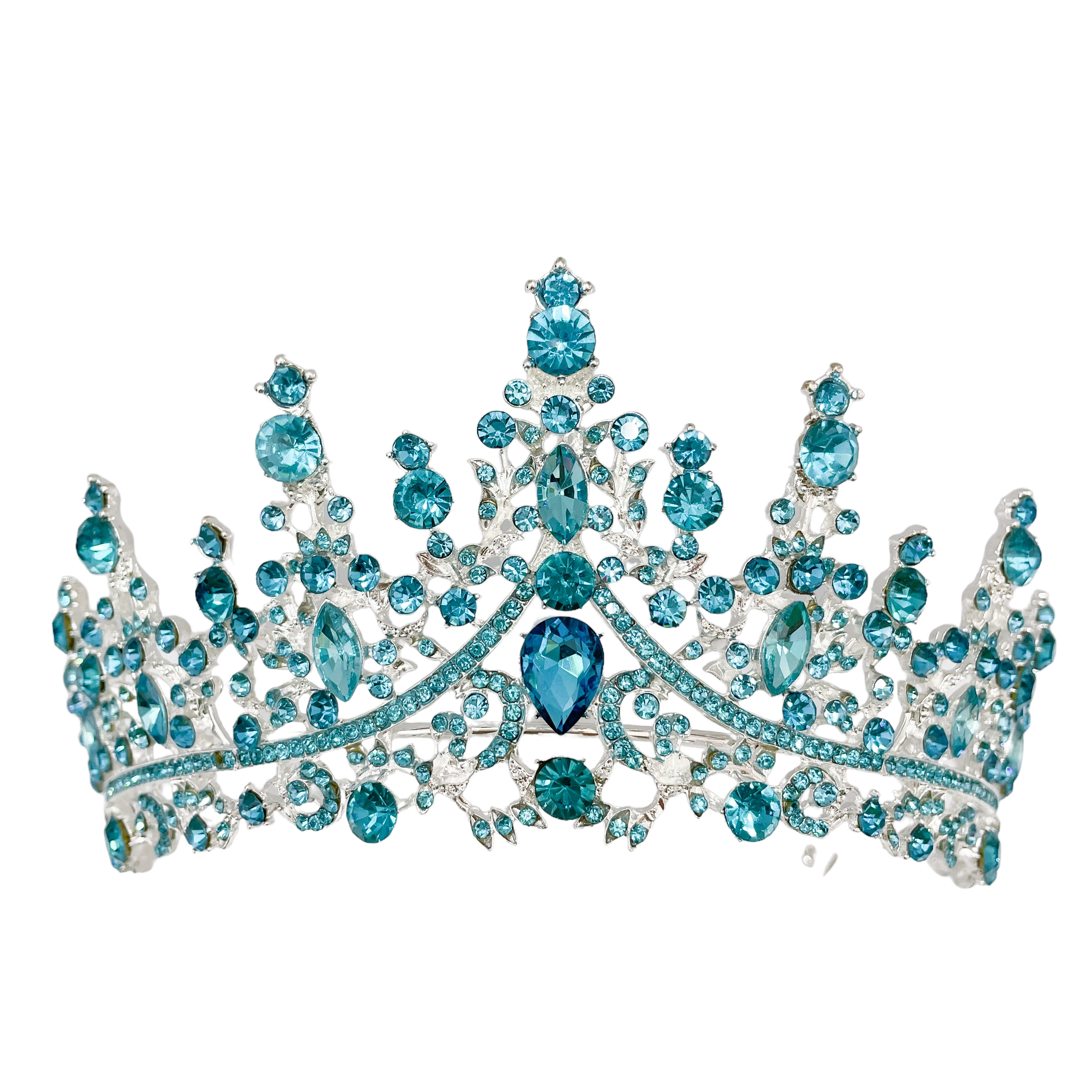 (พร้อมส่ง) เทียร่า 273 สีฟ้าล้วน มงกุฎนางงาม มงกุฎเจ้าหญิง งานสวย ปราณีต QCเพชรทุกเม็ด สินค้าพร้อมส่งจากไทย