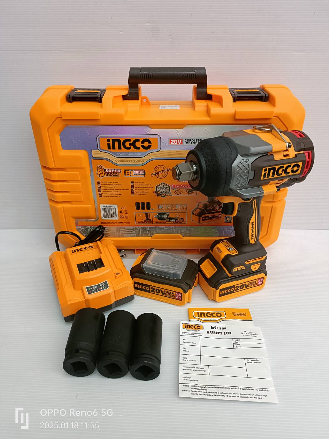 INGCO บล็อกไร้สาย3/4 1350Nm. รุ่น CIWLI20135 ครบชุด