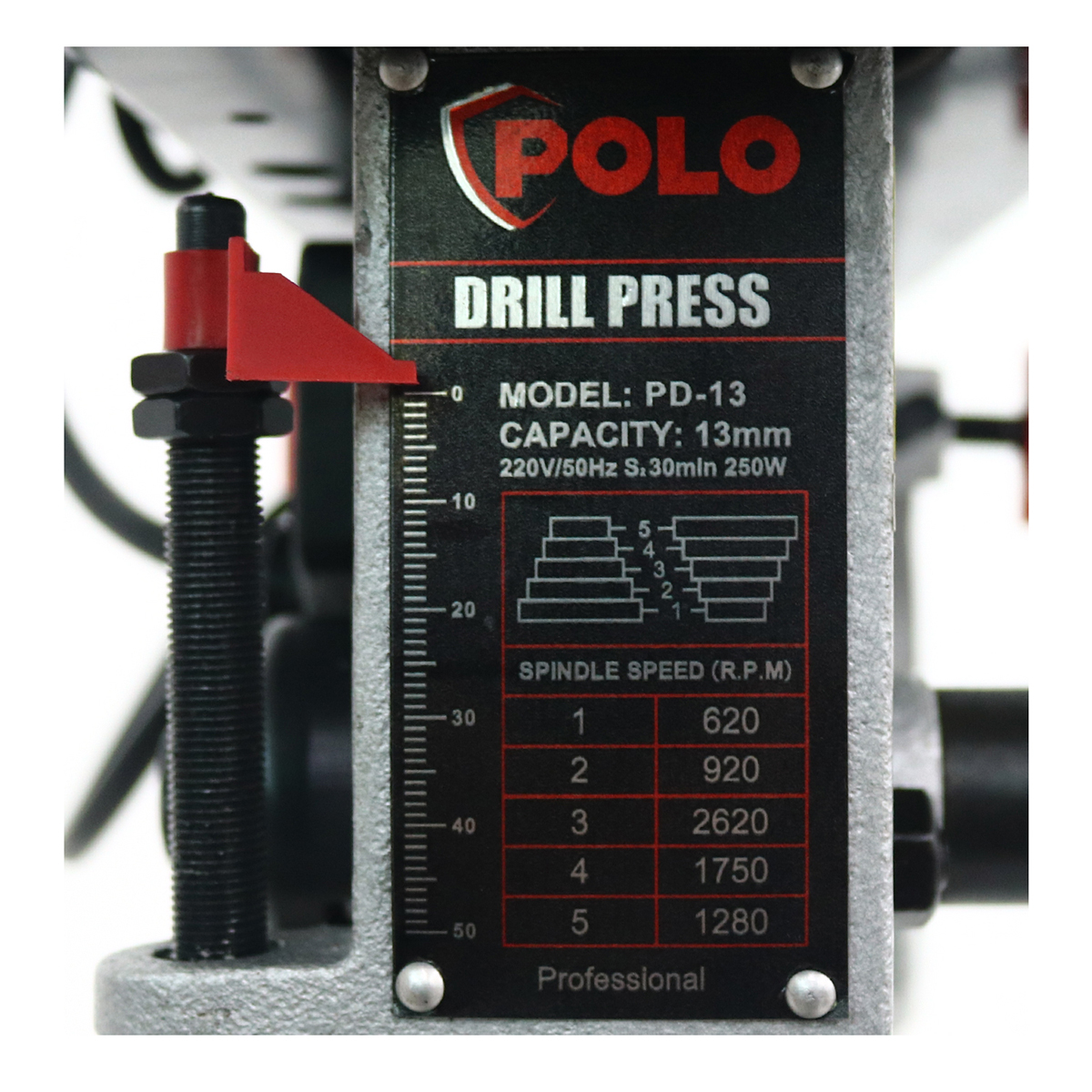 สว่านแท่น250W 13มม. PD-13 POLO +ปากกาจับชิ้นงาน