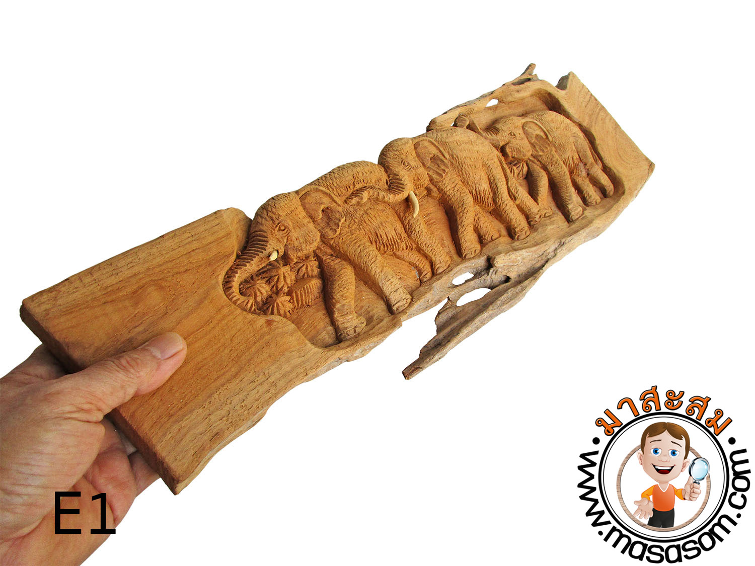 ช้างไม้สักแกะสลัก