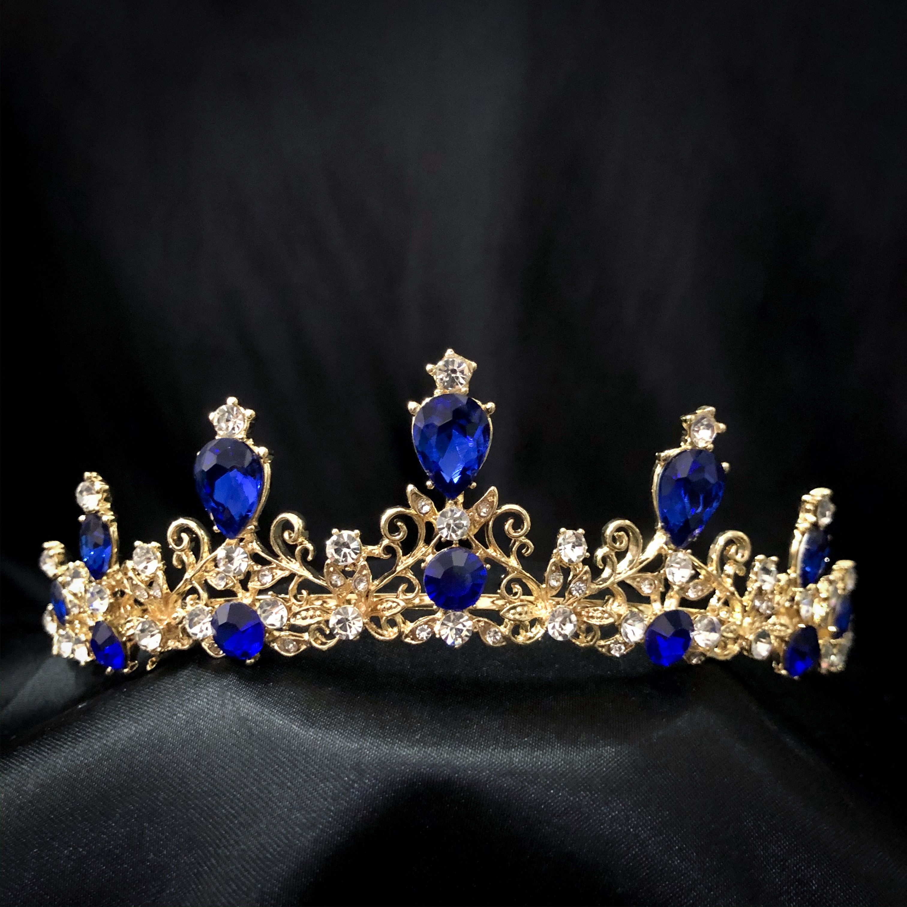 (พร้อมส่ง) เทียร่า 161 สีน้ำเงิน มงกุฎนางงาม มงกุฎเจ้าหญิง งานสวย ปราณีต QCเพชรทุกเม็ด สินค้าพร้อมส่งจากไทย