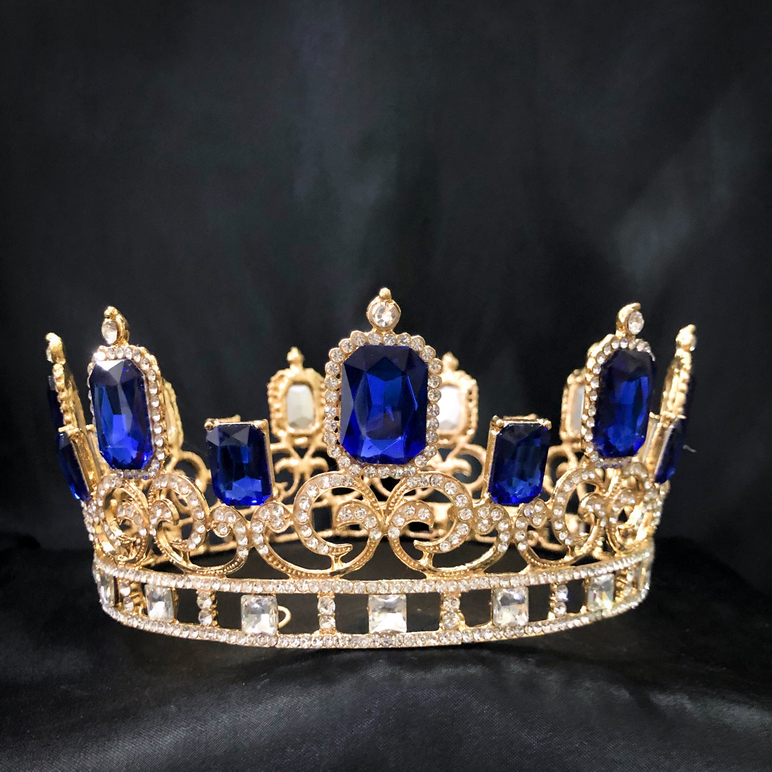 (พร้อมส่ง) มงกุฏผู้ชาย 040 สีน้ำเงิน มงกุฎผู้ชาย มงกุฎเจ้าชาย งานสวย ปราณีต QCเพชรทุกเม็ด