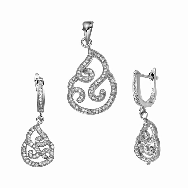 ต่างหูพร้อมจี้ ( เงิน ) = Earring with Pendant ( Silver )