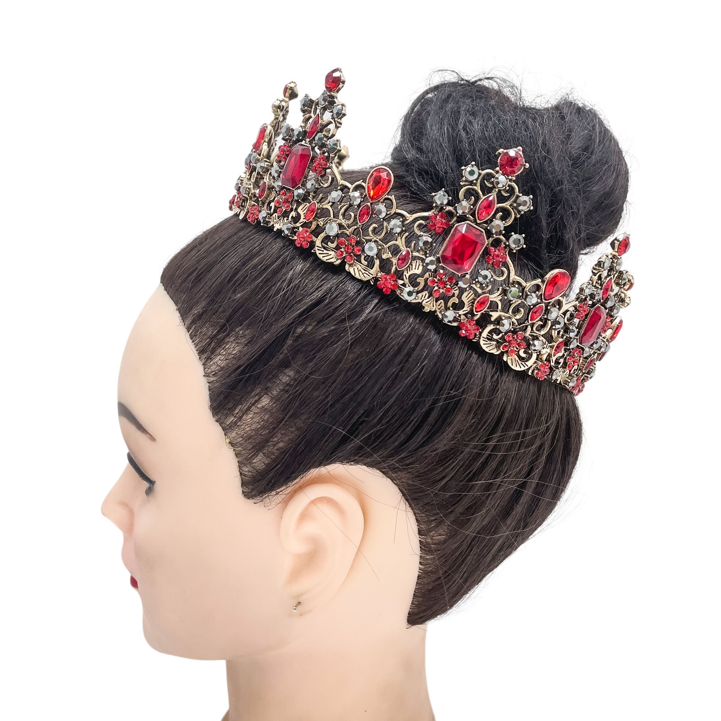 (พร้อมส่ง) มงกุฏ 066 สีแดง มงกุฎนางงาม มงกุฎเจ้าชาย มงกุฎสไตล์วินเทจ งานสวย QCเพชรทุกเม็ดไมมีหลุด