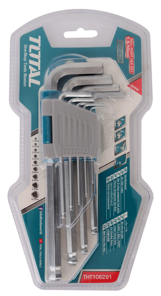 TOTAL THT106291 ประแจหกเหลี่ยม หัวบอลยาว 9ตัว/ชุด