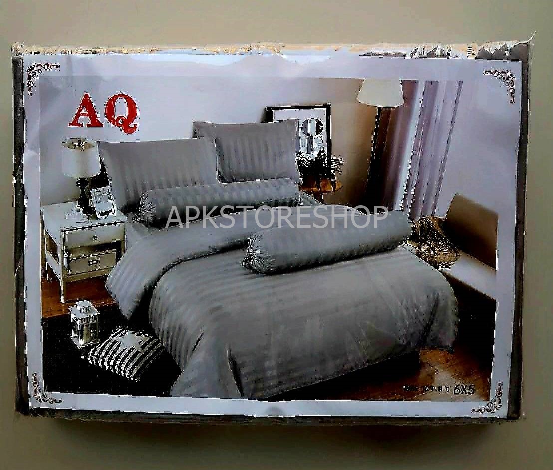 ขายส่ง ชุดผ้าปูที่นอนพร้อมผ้านวม 6ฟุตx6ชิ้น สีพื้น-ลายริ้ว ส่ง 410 บาท