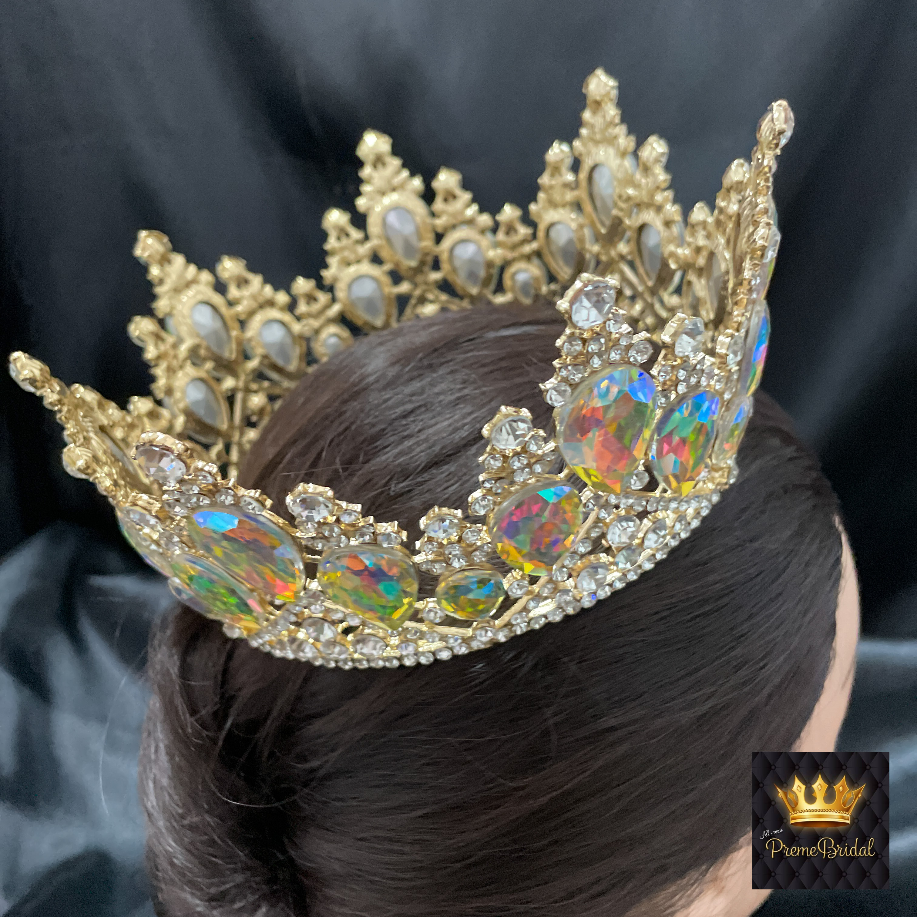 (พร้อมส่ง) มงกุฏ 049 สีรุ้ง-ทอง มงกุฎนางงาม มงกุฎประกวด งานดี เกรดพรีเมี่ยม จัดส่งจากไทย ไม่ต้องรอนาน