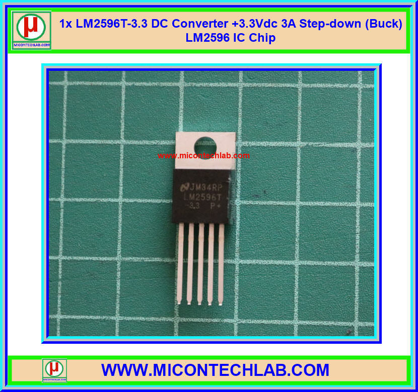 1x LM2596T-3.3 DC Converter +3.3Vdc 3A Step-down (Buck) LM2596 IC Chip