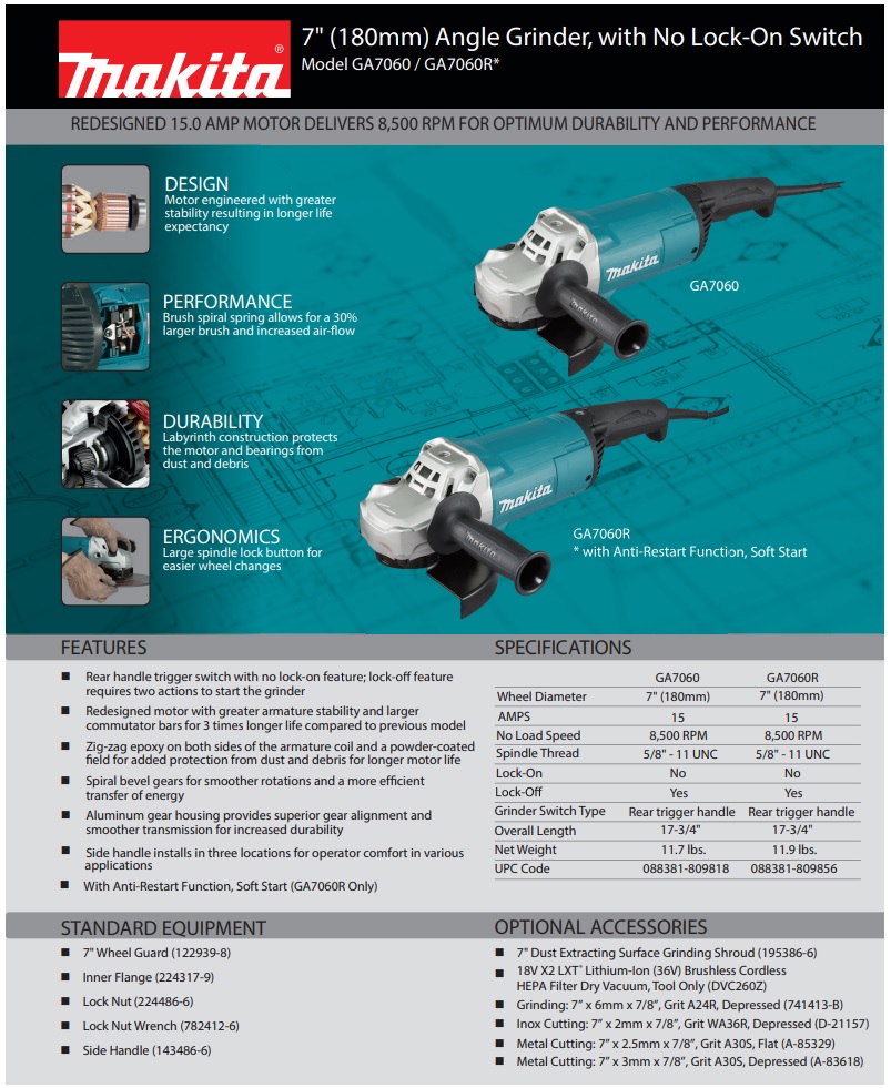 หินเจียร7" GA7060R MAKITA
