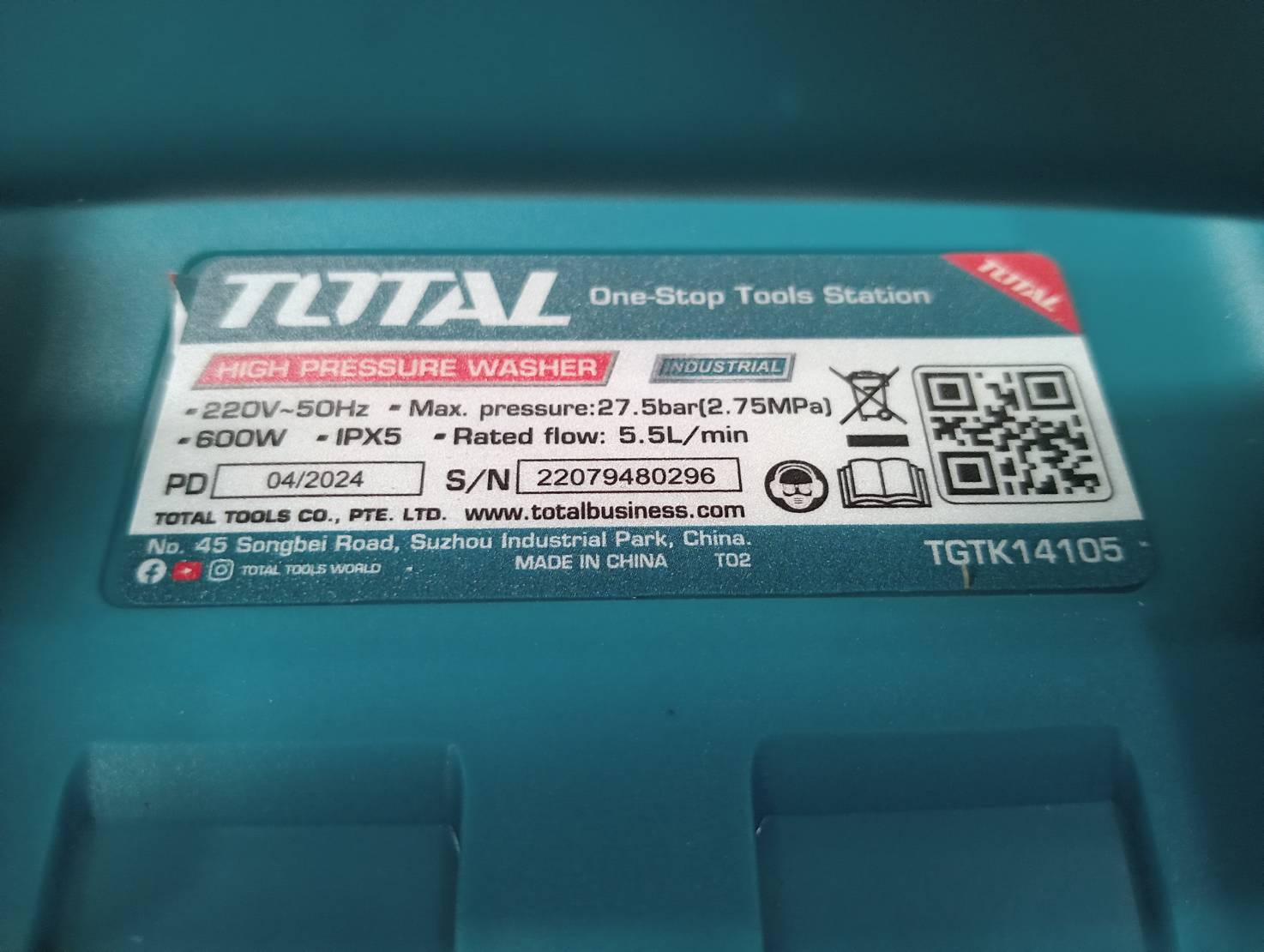 เครื่องฉีดน้ำแรงดันสูง 27.5 Bar TGTK14105 TOTAL