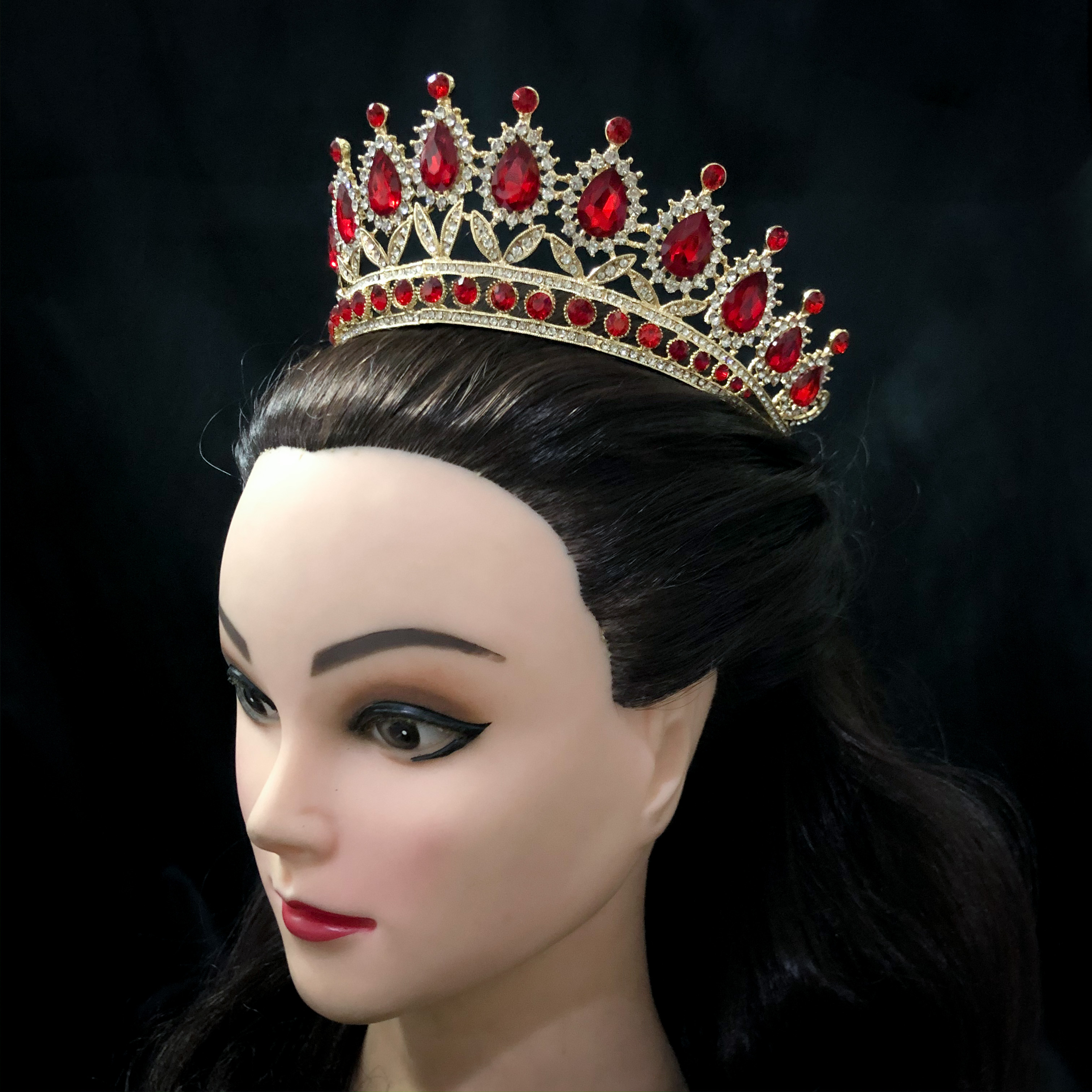 (พร้อมส่ง) เทียร่า 254 สีแดง มงกุฎนางงาม มงกุฎเจ้าหญิง งานสวย ปราณีต สินค้าพร้อมส่งจากไทย