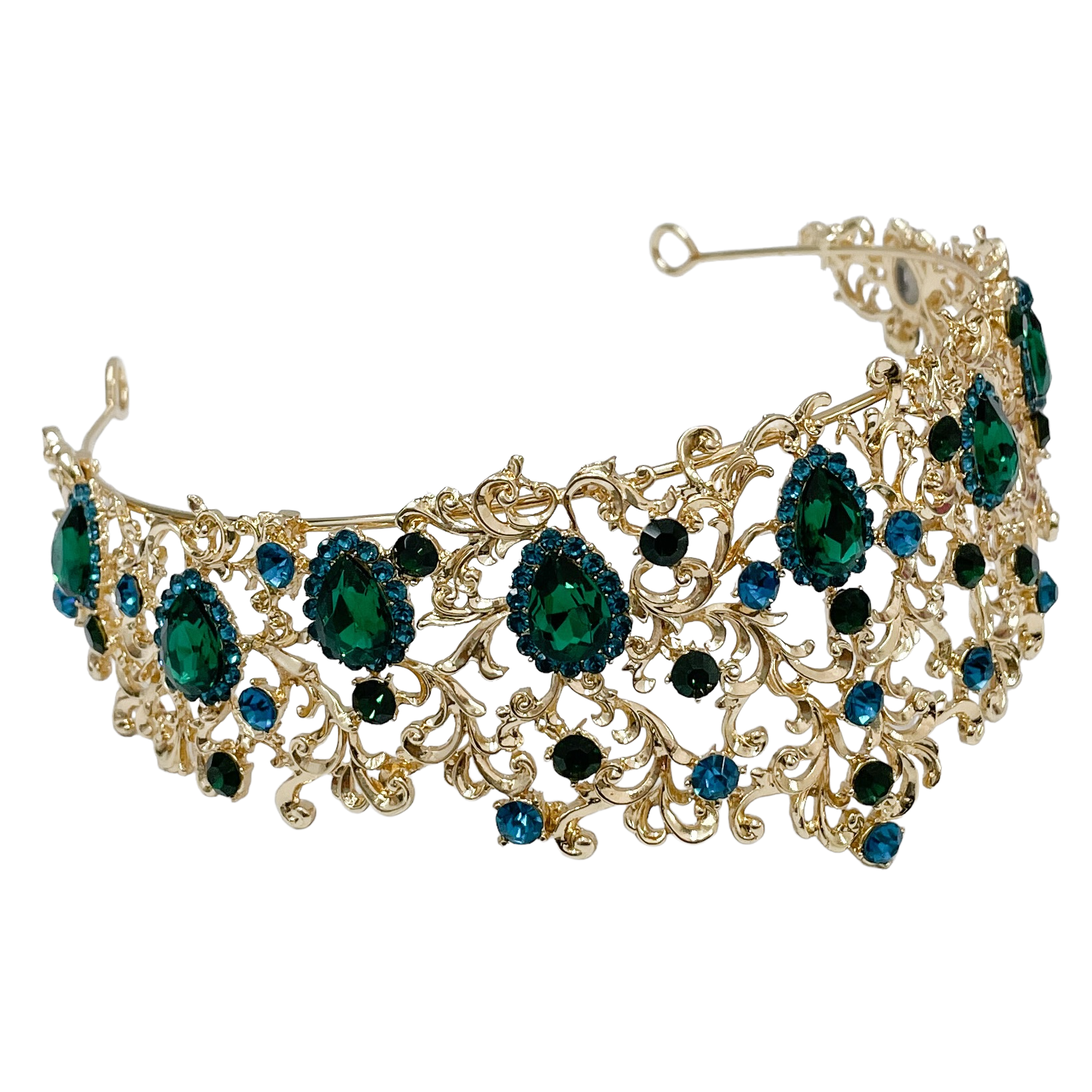 (พร้อมส่ง) เทียร่า 006 สีเขียว มงกุฎนางงาม มงกุฎเจ้าหญิง งานสวย ปราณีต QCเพชรทุกเม็ด สินค้าพร้อมส่งจากไทย