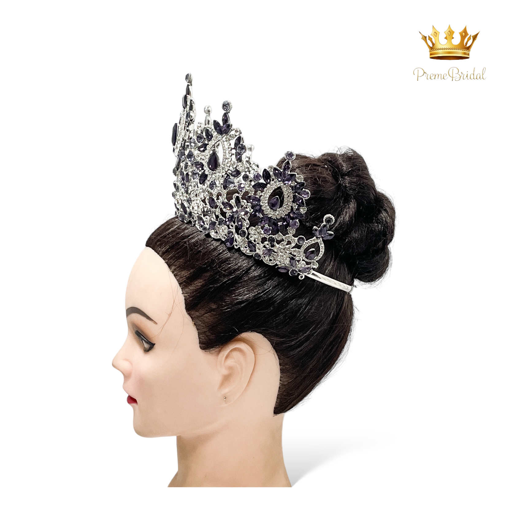 (พร้อมส่งจากไทย) มงกุฏ 122 สีม่วง งานสวย งานนางงาม รุ่นฐานกลม ปรับขนาดได้ ส่งด่วน ส่งจาก จ.อุบลราชธานี