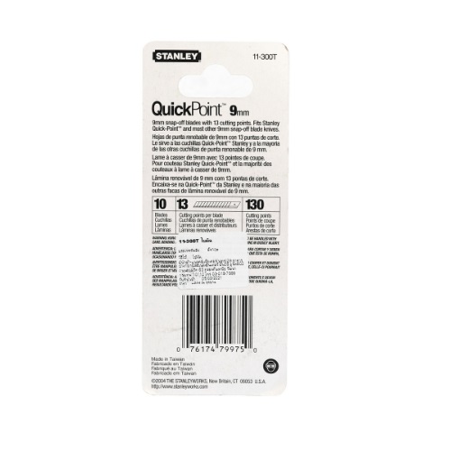 ใบมีดคัตเตอร์ 9มม. 10ใบ/แพ็ค STANLEY #11-300T