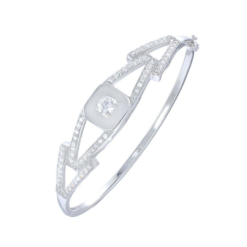 กำไลเงินแท้925ประดับเพรชแท้สวิส เกรดดี น้ำใส