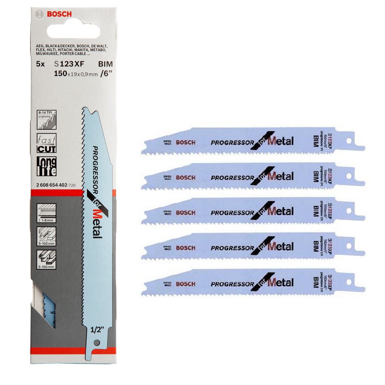 ใบเซเบอร์ S123XF BOSCH (5ใบ/แพค) 2608654402