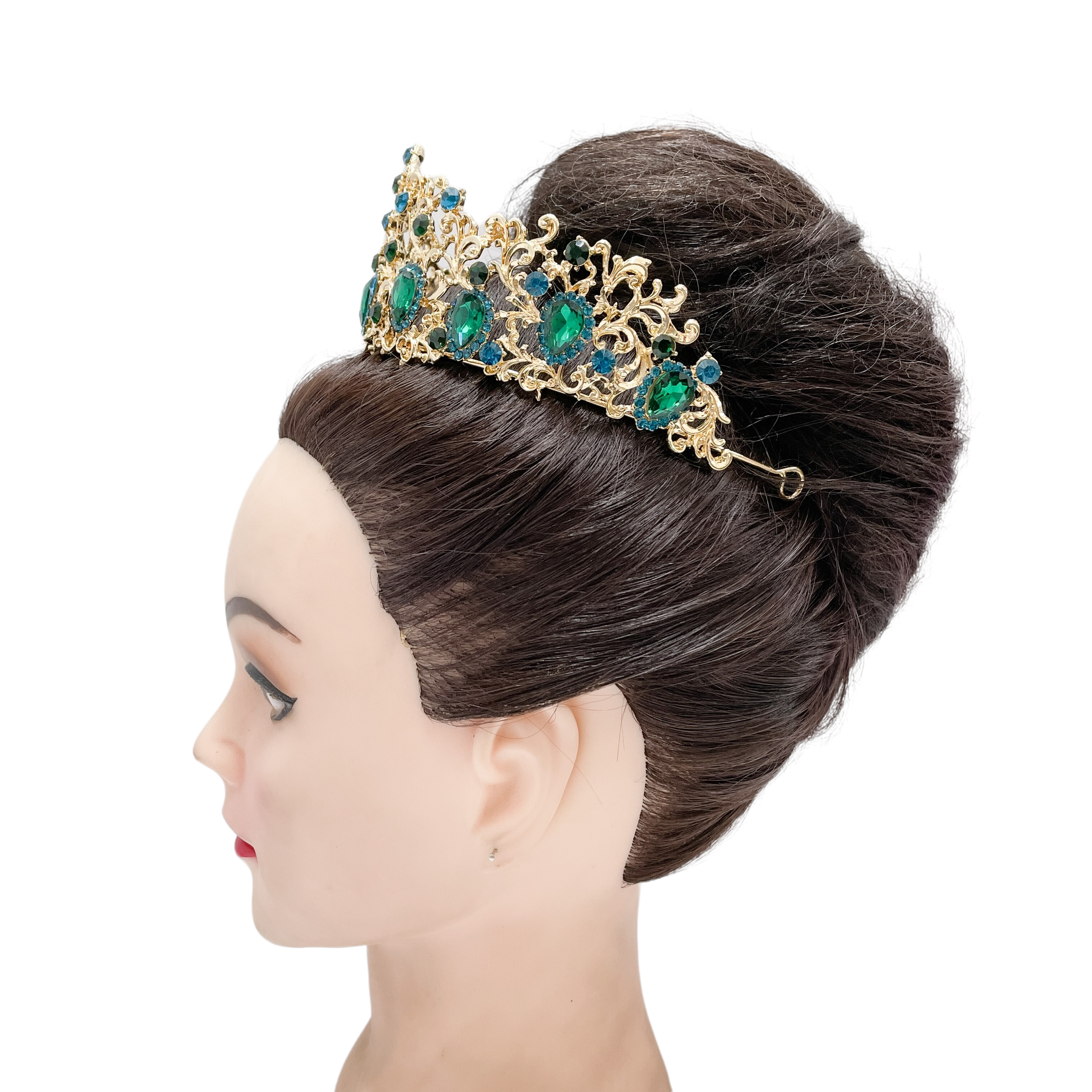 (พร้อมส่ง) เทียร่า 006 สีเขียว มงกุฎนางงาม มงกุฎเจ้าหญิง งานสวย ปราณีต QCเพชรทุกเม็ด สินค้าพร้อมส่งจากไทย