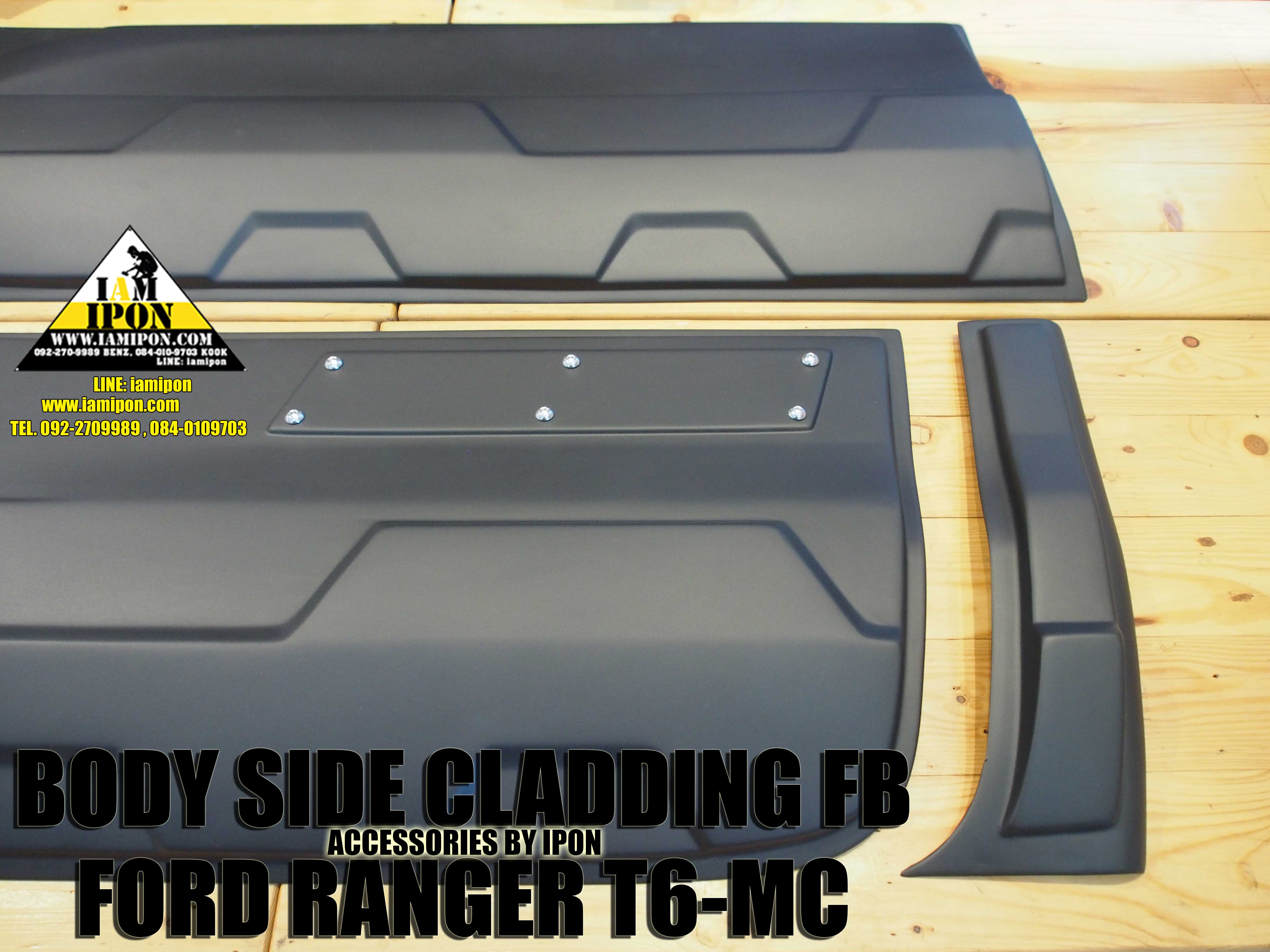 BODY SIDE CLADDING FORD RANGER T6-MC 4D FLATBLACK กาบประตูข้าง 4 ประตูดำด้านฟอร์ดเรนเจอร์ T6-MC