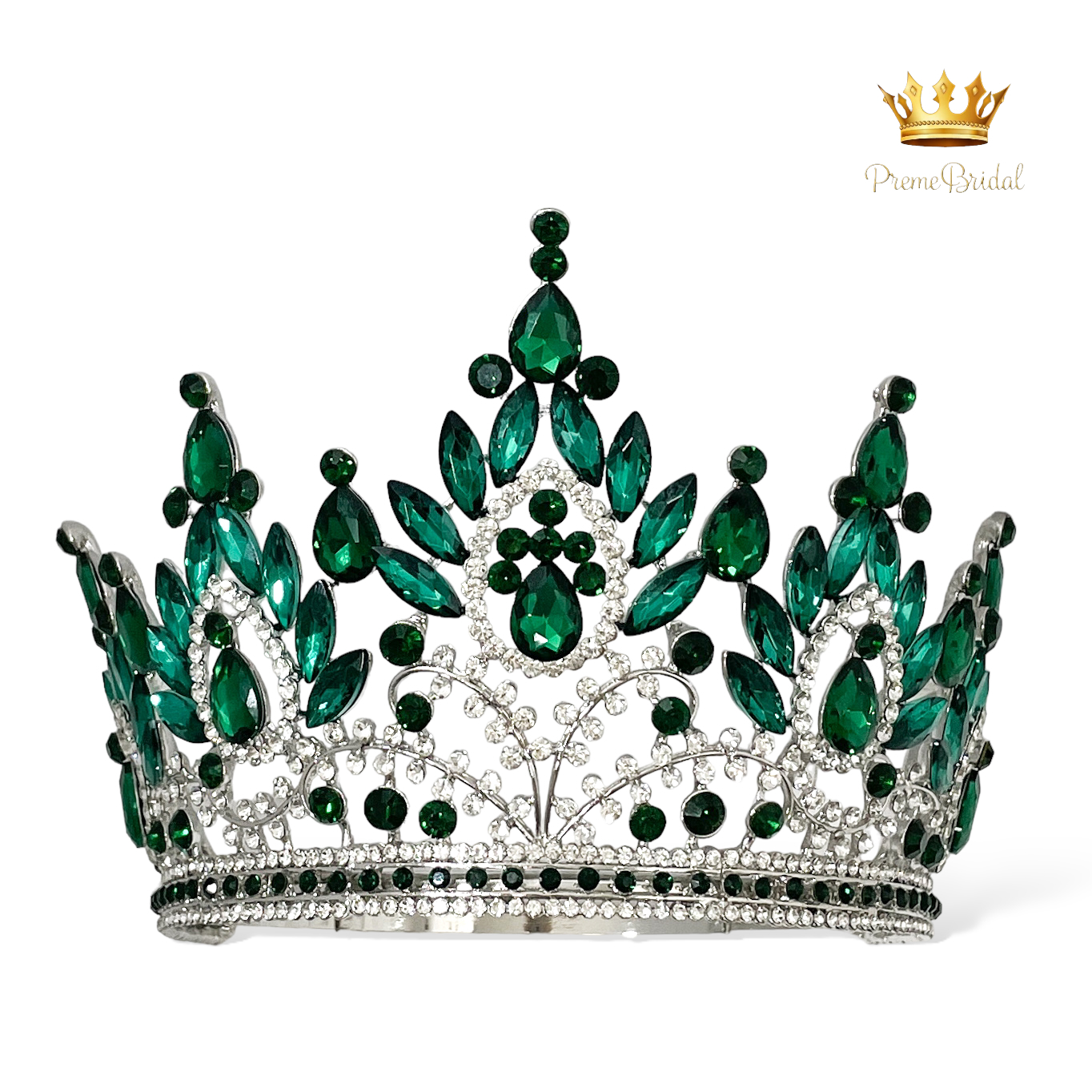 (พร้อมส่งจากไทย) มงกุฏ 120 สีเขียว งานสวย งานนางงาม รุ่นฐานกลม ปรับขนาดได้ ส่งด่วน ส่งจาก จ.อุบลราชธานี