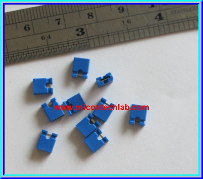 10x Mini Jumper 2 Pins Female Pitch 2.54mm Blue Color