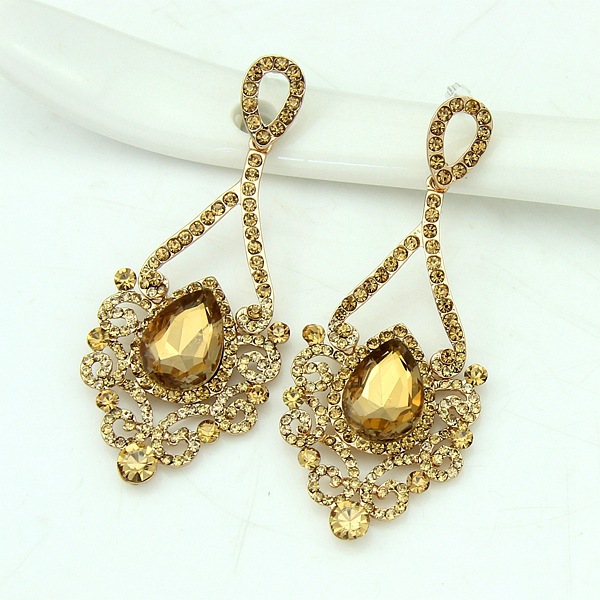 (พร้อมส่ง) ต่างหู 016-สีทองส้ม ต่างหูนางงาม ต่างหูเจ้าสาว