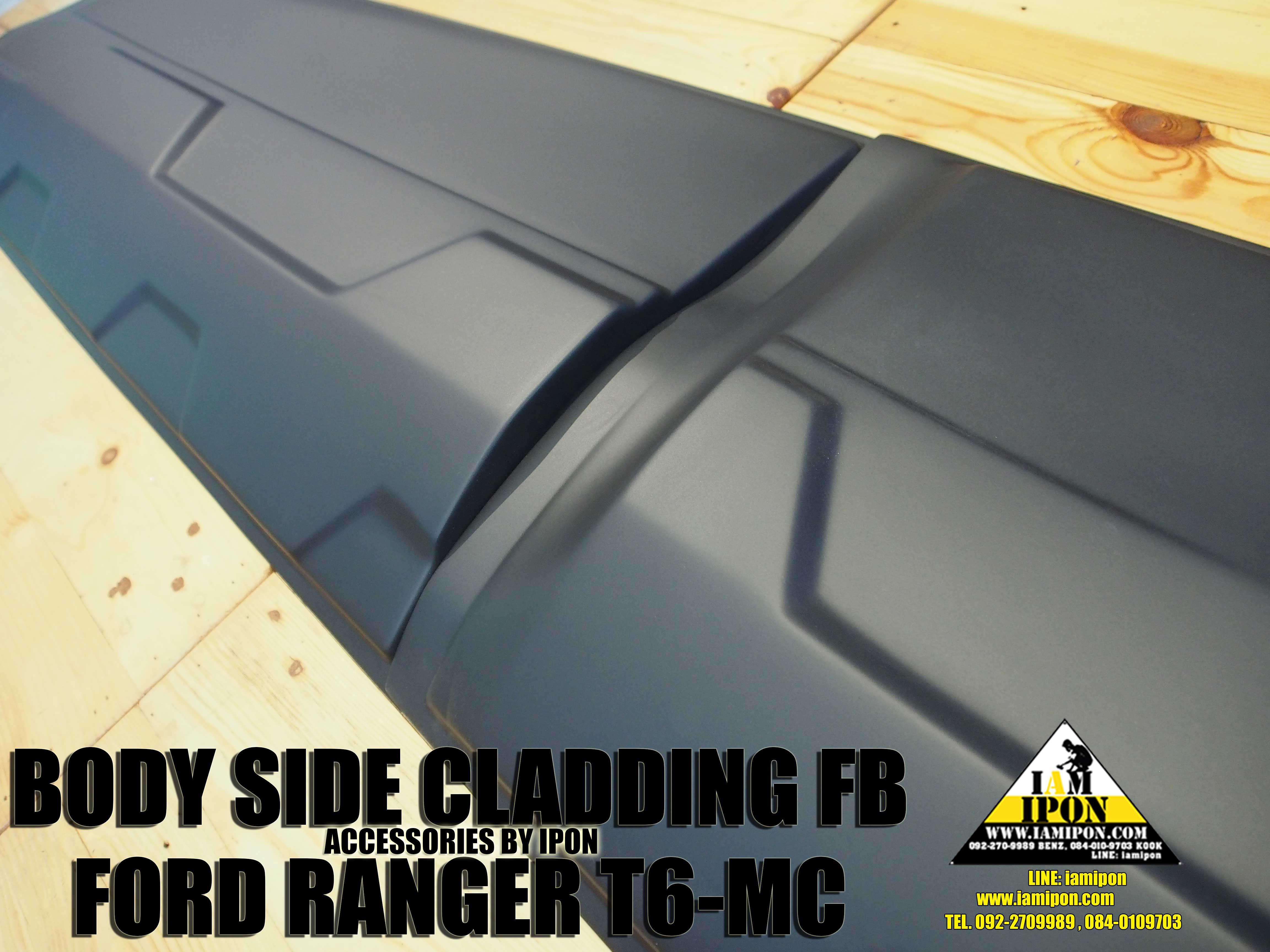 BODY SIDE CLADDING FORD RANGER T6-MC 4D FLATBLACK กาบประตูข้าง 4 ประตูดำด้านฟอร์ดเรนเจอร์ T6-MC