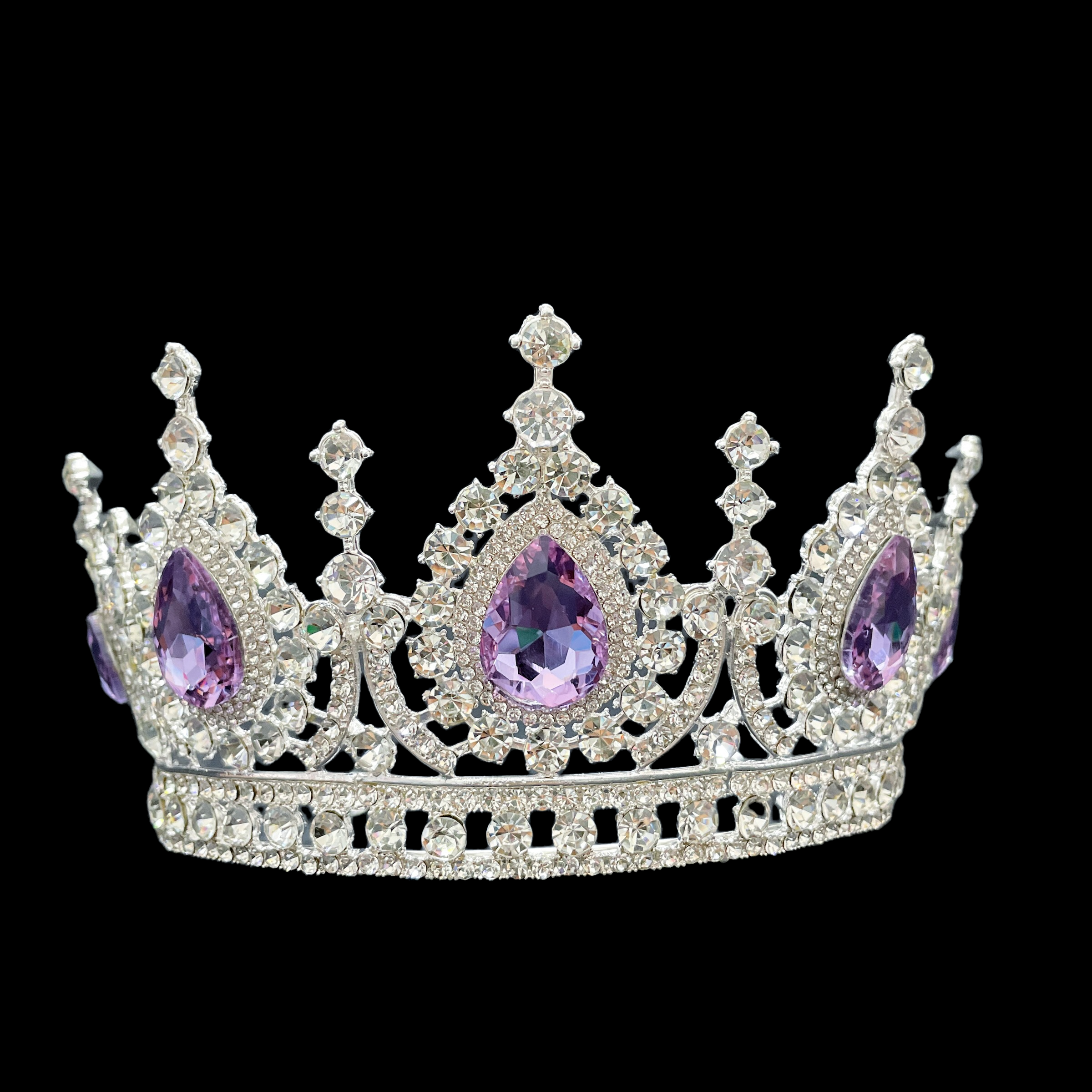 (พร้อมส่ง) เทียร่า 282 สีม่วง มงกุฎนางงาม มงกุฎเจ้าหญิง งานสวย ปราณีต QCเพชรทุกเม็ด สินค้าพร้อมส่งจากไทย