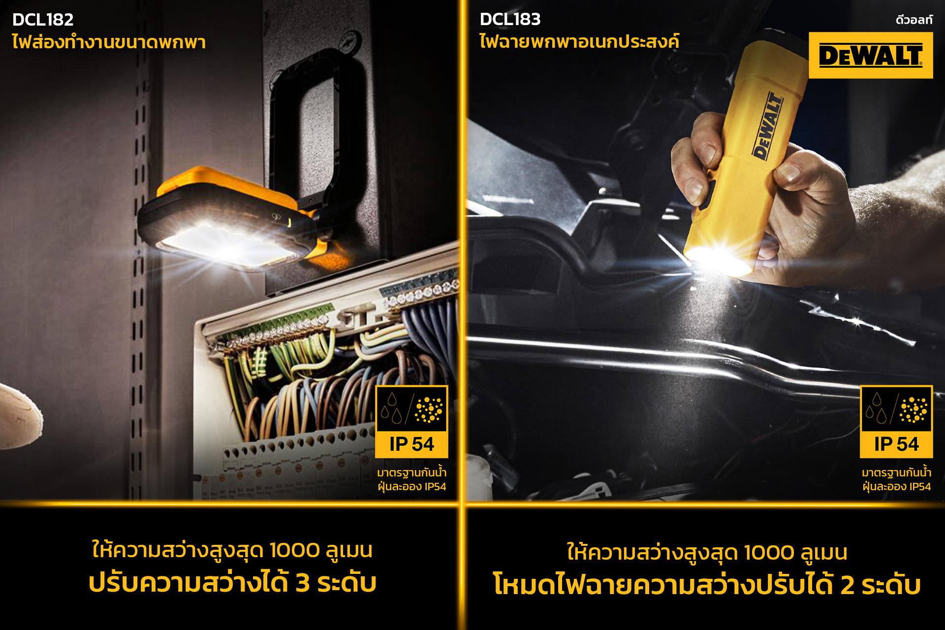 ไฟ LED ส่องทำงานแบบพกพา มีแม่เหล็กในตัว DCL182 DEWALT