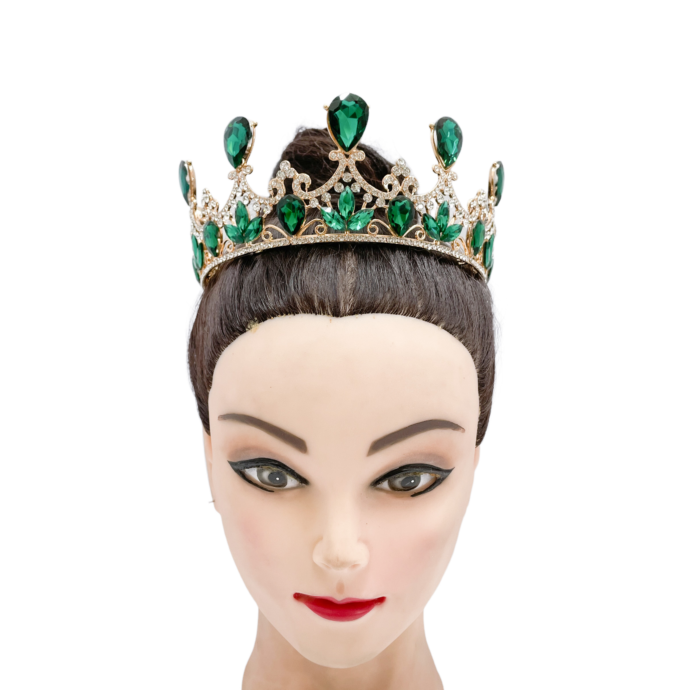 (พร้อมส่ง) มงกุฎ 026 สีเขียว มงกุฎนางงาม มงกุฎเจ้าหญิง งานสวย ปราณีต QCเพชรทุกเม็ด สินค้าพร้อมส่งจากไทย