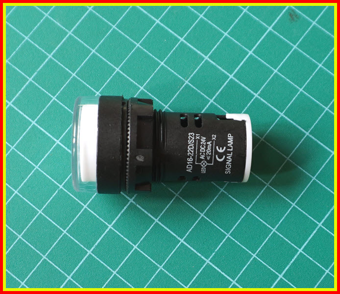 1x หลอดไฟสัญญาณ LED สีขาว AC/DC 24V ขนาด 22 มม.