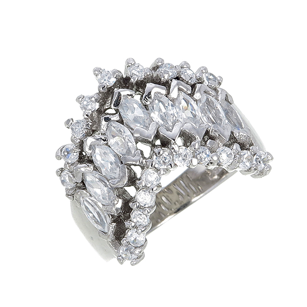 แหวนเพชร ประดับ เพชรCZ ดีไซน์สวยหรูดูแพง ตัวเรือนเงินแท้100% (เงินแท้92.5%) งานเวอร์วังอลังการ สวยเด่นด้วยดีไซน์ เน้นมิติได้สวยลงตัวสุดๆ