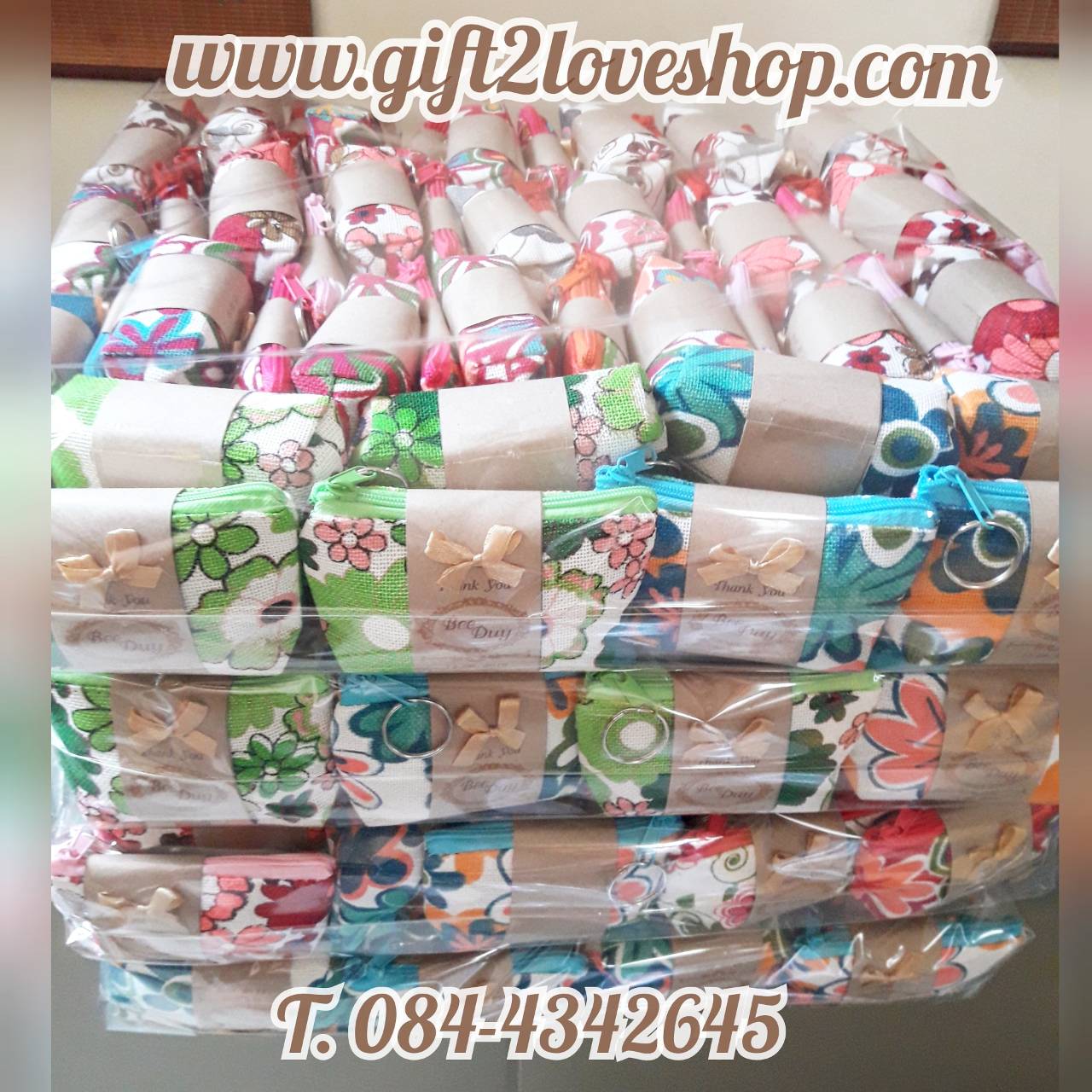 กระเป๋าผ้าใส่เหรียญลายดอก