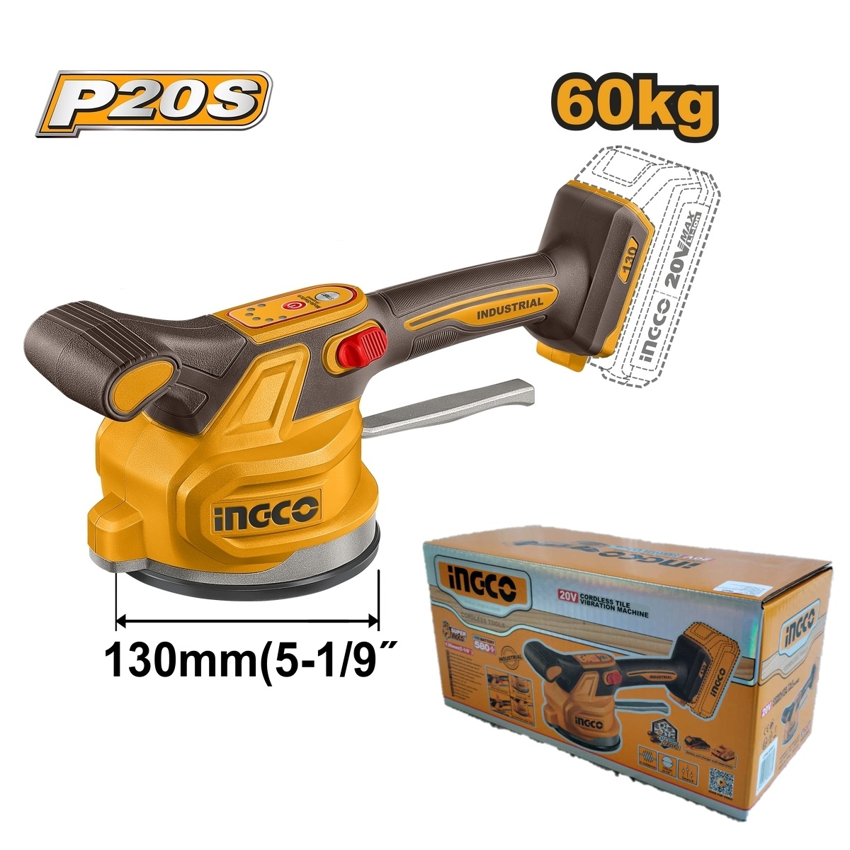 INGCO เครื่องดูดสั่นกระเบื้องไร้สาย รุ่น CTVLI2001