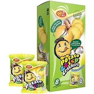รสซาวครีม (1 กล่อง 30 ซอง) ขนมแคร็กเกอร์มันฝรั่งบางกรอบ ปังยิ้มแลบลิ้น Win2 Potato Crackers Crisp อบใหม่จากมันฝรั่งแท้ รับรองฮาลาล เป็นมิตรกับมังสวิรัต