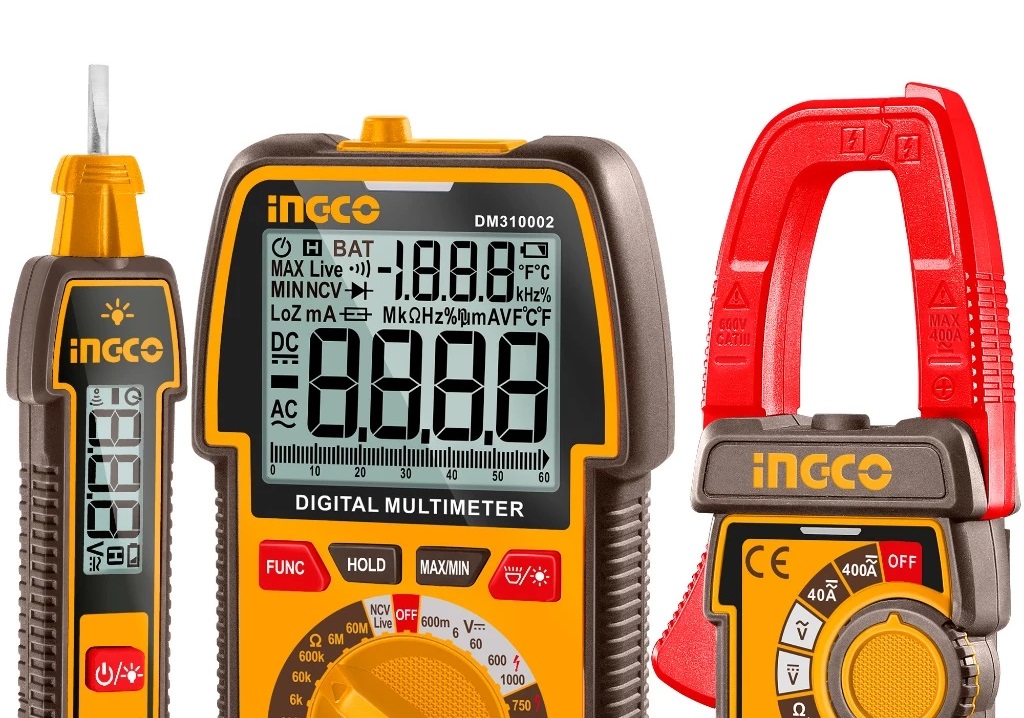 INGCO COMBO SET ชุดช่างไฟฟ้า ปากกาวัดไฟ+มัลติมิเตอร์+แคลมป์มิเตอร์ 3ตัวชุด รุ่น COS24067