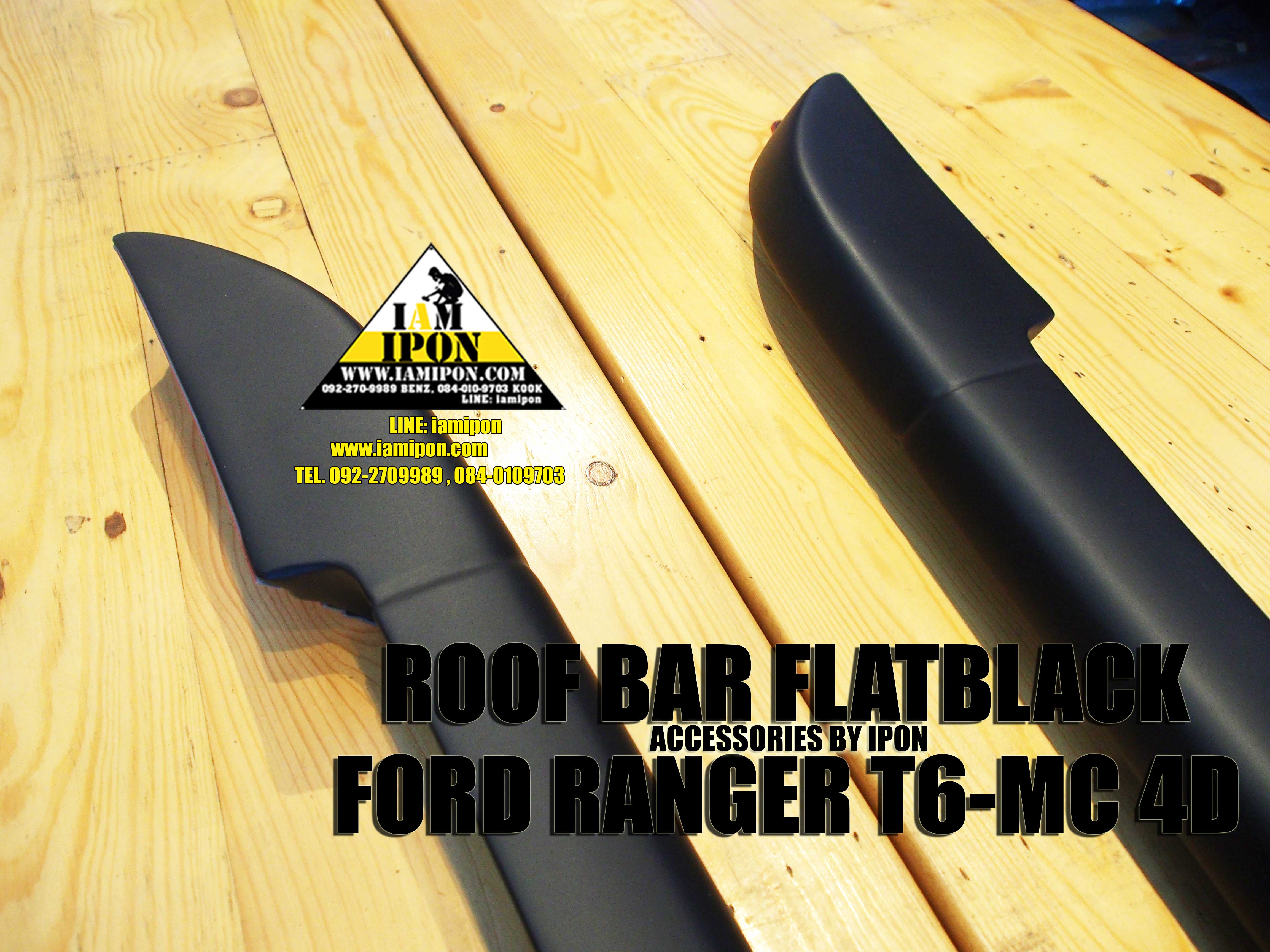 ROOF BAR FORD RANGER T6-MC 4D FLATBLACK ราวหลังคาดำด้านแบบกาวฟอร์ดเรนเจอร์ 4 ประตู T6-MC