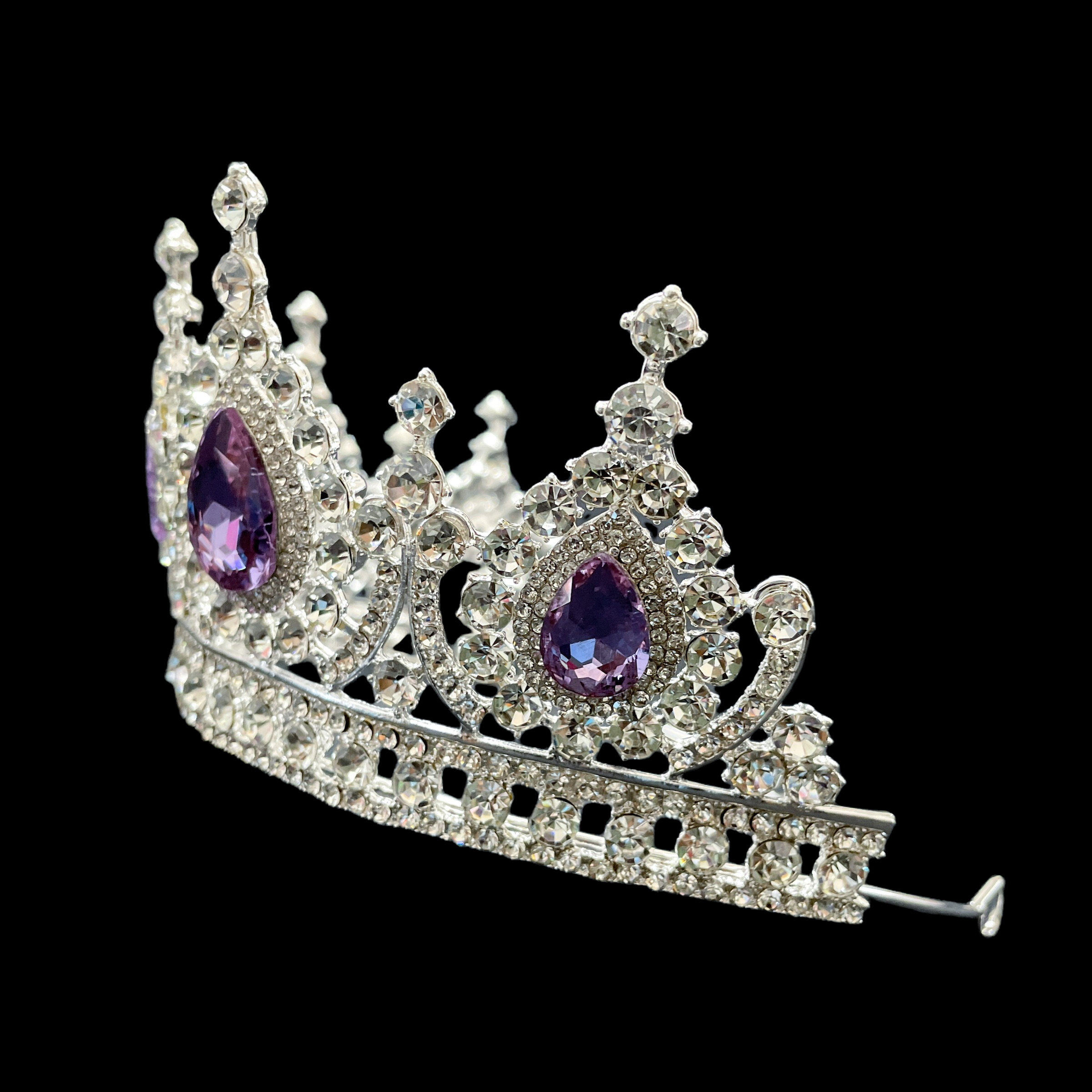 (พร้อมส่ง) เทียร่า 282 สีม่วง มงกุฎนางงาม มงกุฎเจ้าหญิง งานสวย ปราณีต QCเพชรทุกเม็ด สินค้าพร้อมส่งจากไทย