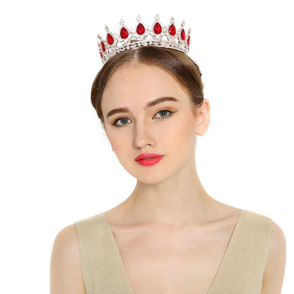 (พร้อมส่ง) มงกุฎ 018-สีแดงยอดเพชรขาว