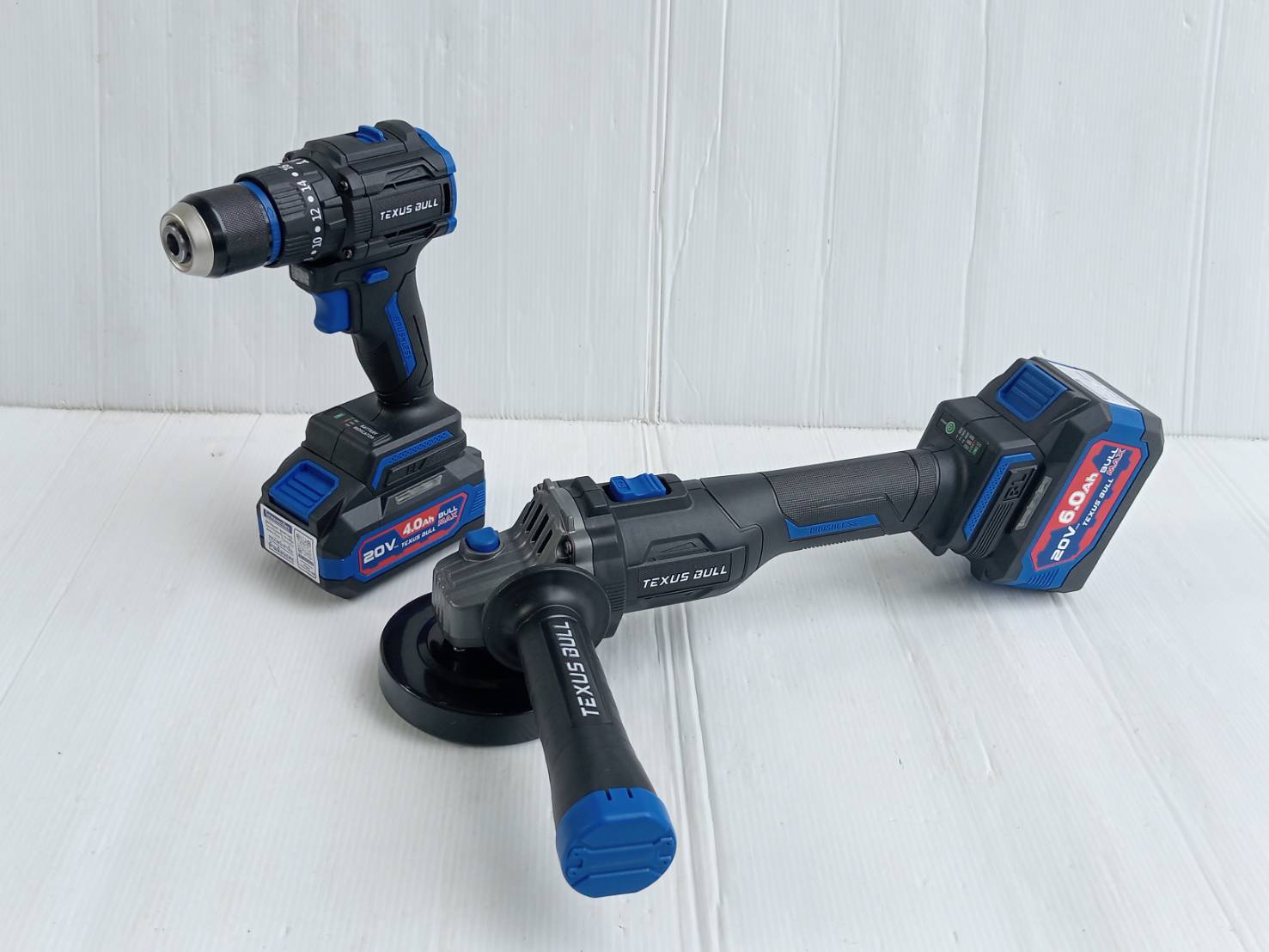 TEXUS BULL รุ่น TX-8241 ชุดสว่านกระแทกและเจียรมือไร้สาย 20V. พร้อมแบตเตอรี่ x4.0/6.0Ah