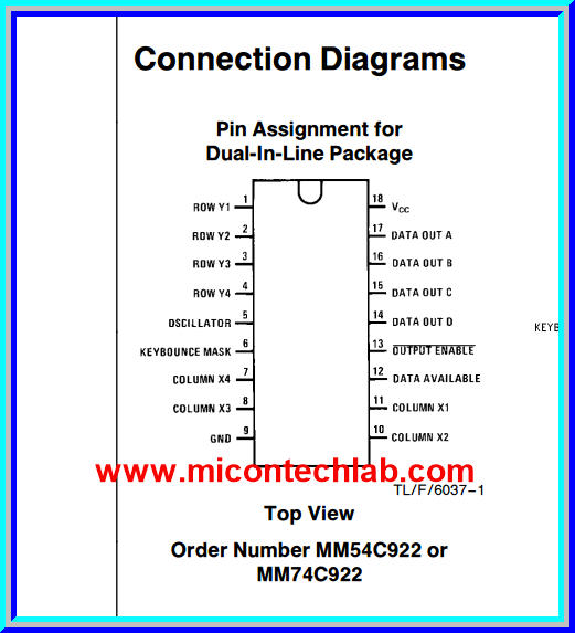 1x MM74C922N Keypad 4x4 Matrix Key Switch 16 Key Encoder Module