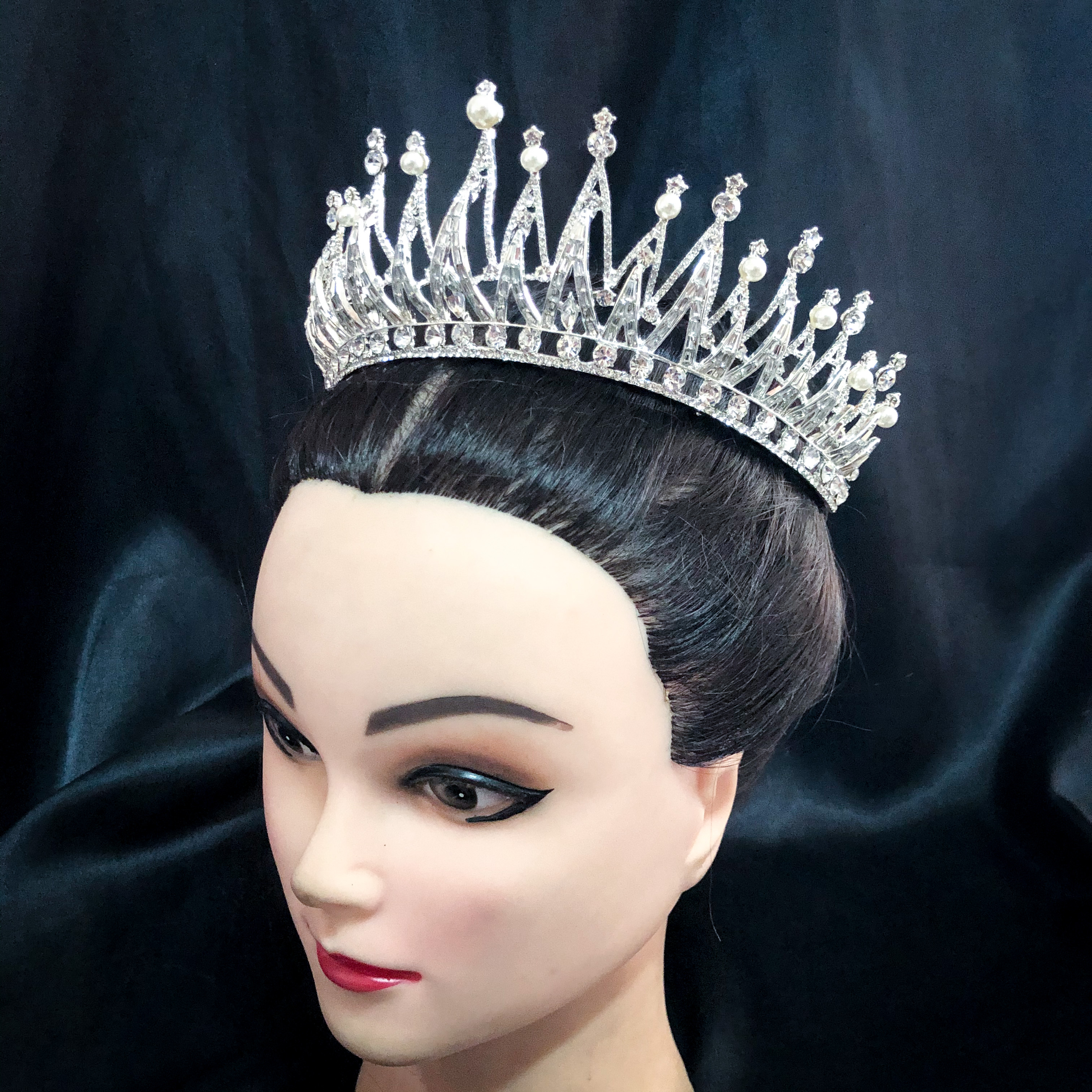 (พร้อมส่ง) เทียร่า 297 สีเงิน มงกุฎนางงาม มงกุฎเจ้าหญิง งานสวย ปราณีต QCเพชรทุกเม็ด สินค้าพร้อมส่งจากไทย