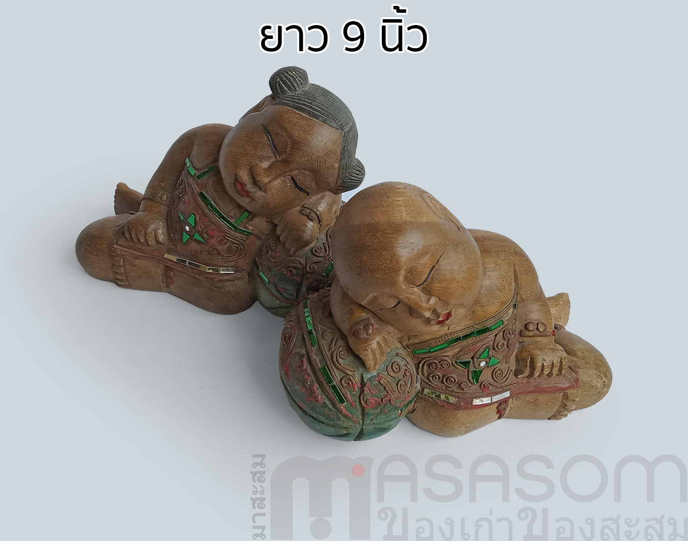 ตุ๊กตาไม้แกะสลักเด็กจีนนั่งหนุนแตง