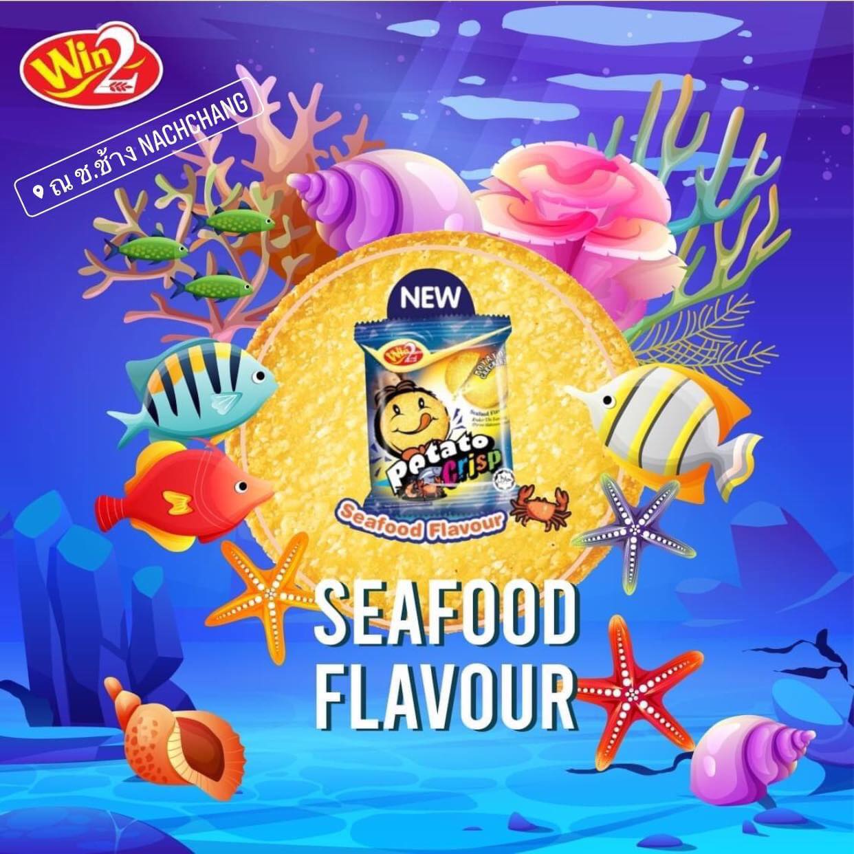 รสซาวครีม (1 กล่อง 30 ซอง) ขนมแคร็กเกอร์มันฝรั่งบางกรอบ ปังยิ้มแลบลิ้น Win2 Potato Crackers Crisp อบใหม่จากมันฝรั่งแท้ รับรองฮาลาล เป็นมิตรกับมังสวิรัต