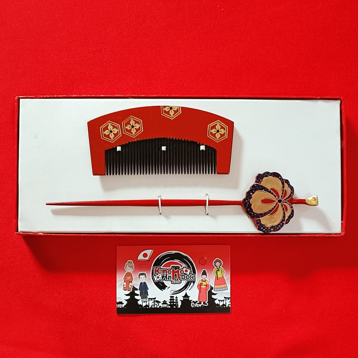 ชุดปิ่นไม้ผสมเมลามีลโทนสีแดงดำ คู่PINW2004