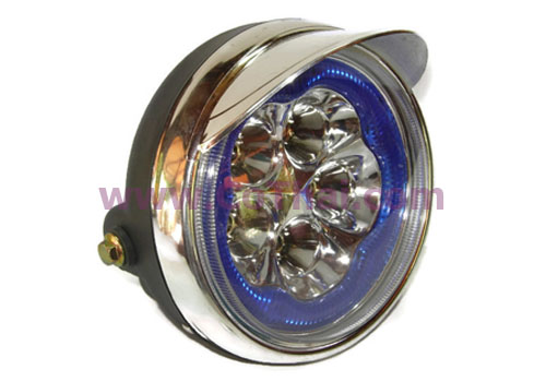 ไฟหน้ารถมอไซต์ 12-80v 5led ทรงกลมฟ้า รถจักรยานไฟฟ้า
