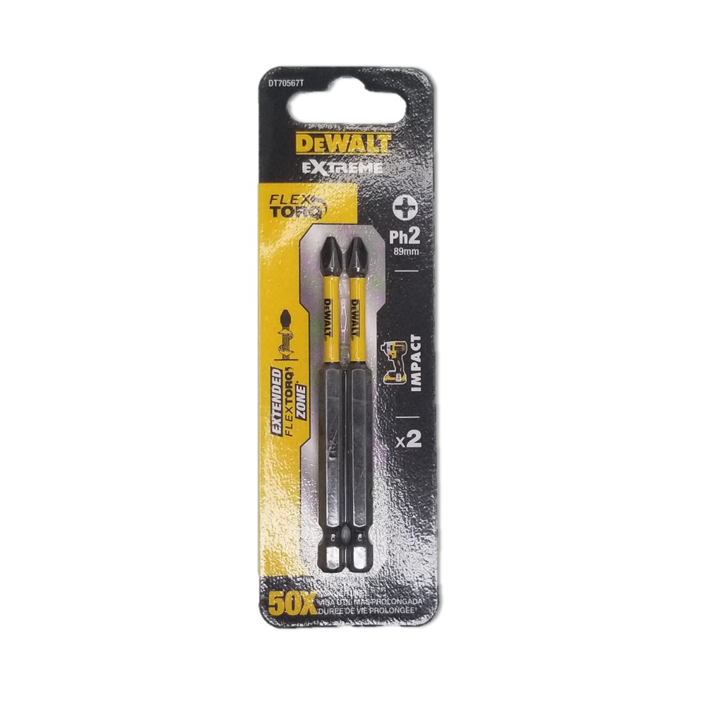 ชุดดอกไขควง2ชิ้น DT70567T PH2 89mm. DEWALT