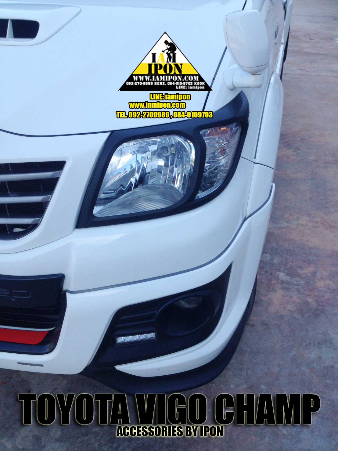 HEAD LAMP COVER VIGO CHAMP KEVLAR&CHROMIUM ครอบไฟหน้าเคฟล่าและโครเมียมวีโก้เเชมป์