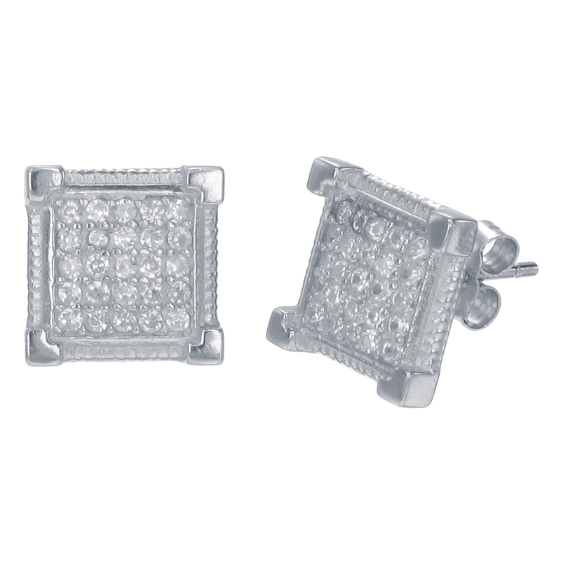 ต่างหูเงินแท้925ประดับเพรชแท้สวิส