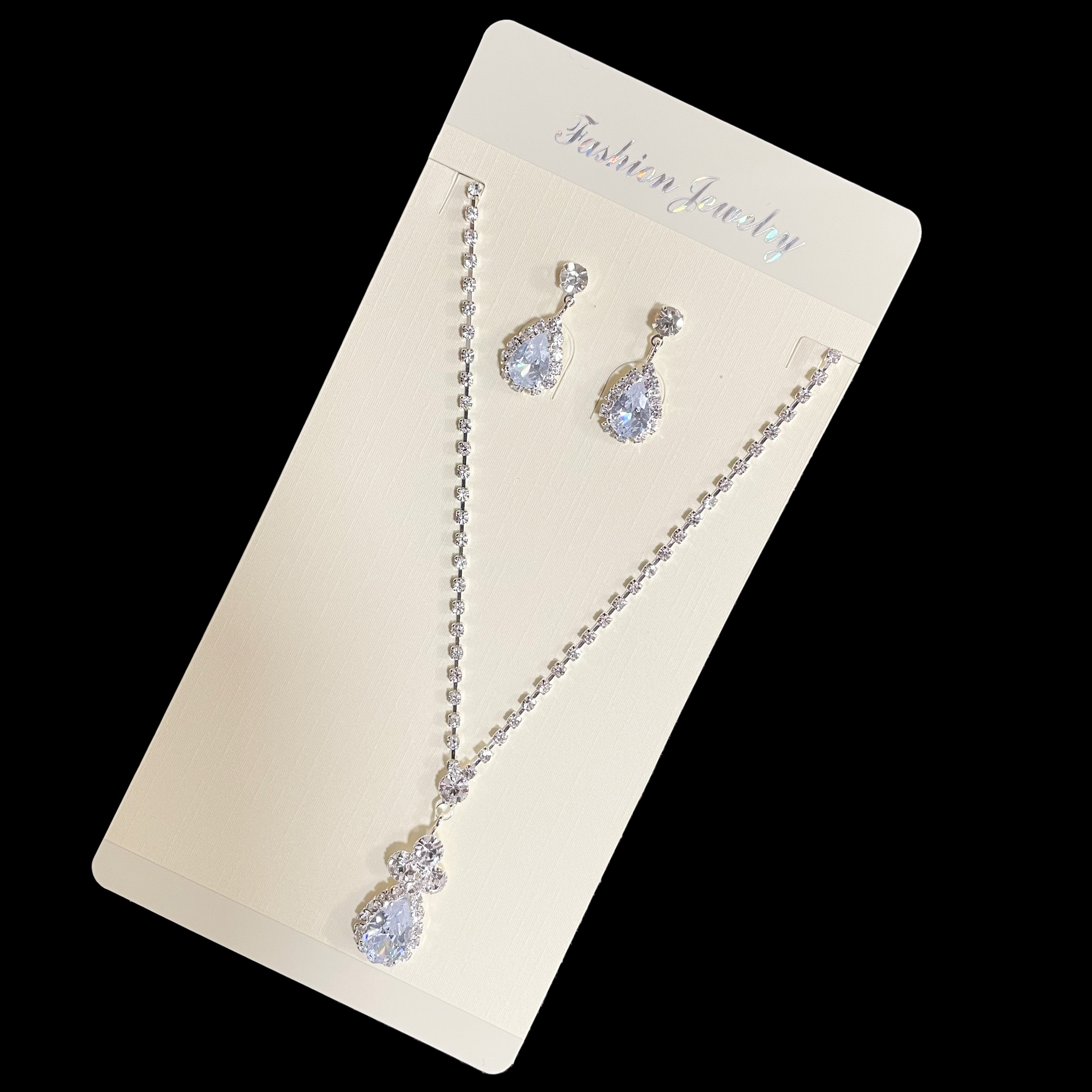 (พร้อมส่ง) สร้อยคอเพชร+ต่างหูแบบเข็ม 009 สร้อยคอเจ้าสาว สร้อยคอใส่ออกงาน สวยหรูดูแพง